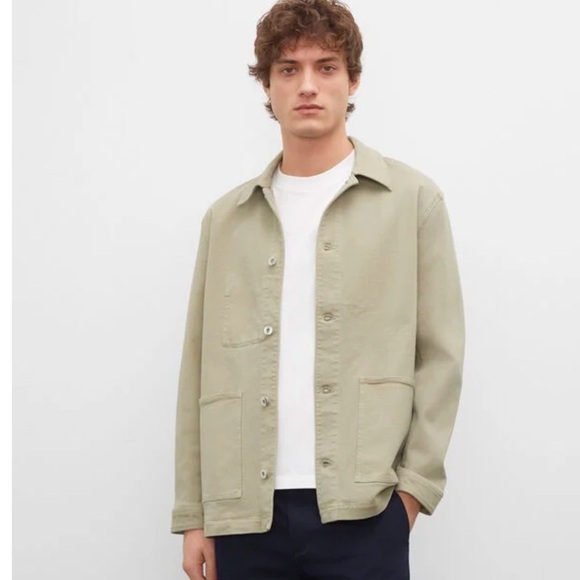 Club Monaco Men’s Small Tea Dyed Chore Barn Jacket Olive Green Minimalist - Picture 1 of 9